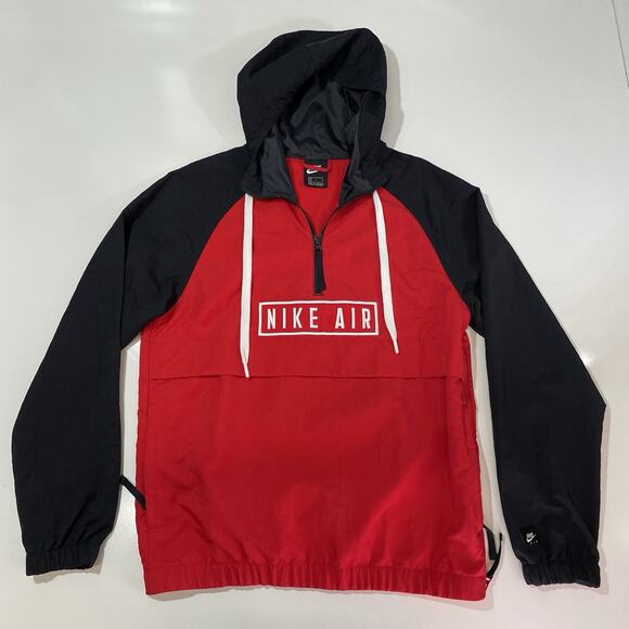 Nike Air Anorak Woven Pullover Jacket Men’s Size S Black/Red BV5163-657 - Picture 1 of 8